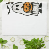 Schattigee Herfst Highland Koe Ghost Halloween 2 Theedoek (Gevouwen)