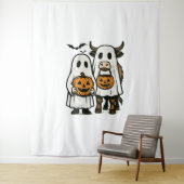 Schattigee Herfst Highland Koe Ghost Halloween Wandkleed (In situ)