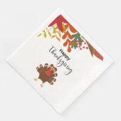 Schattigee herfst kalkoen vogel gelukkig Thanksgiv Servet (Hoek)