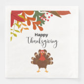 Schattigee herfst kalkoen vogel gelukkig Thanksgiv Servet (Voorkant)