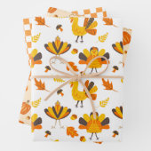 Schattigee Herfst kalkoenen en pompoenen Inpakpapier Vel (In situ)