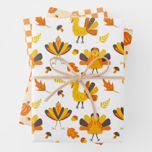 Schattigee Herfst kalkoenen en pompoenen Inpakpapier Vel (In situ)