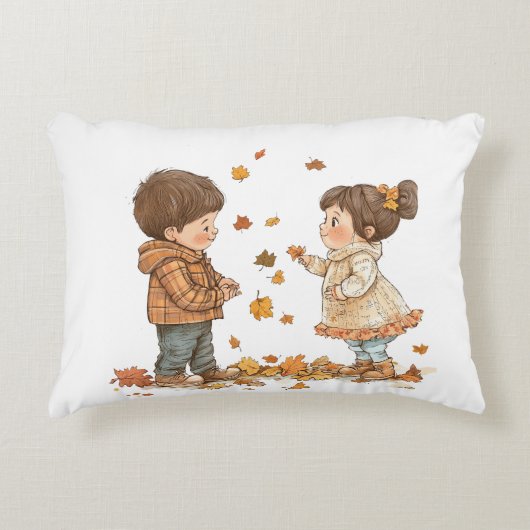 Schattigee Herfst Kinderen Accent Kussen (Voorkant)