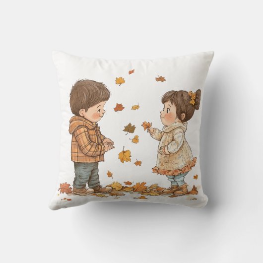 Schattigee Herfst kinderen spelen Kussen (Achterkant)