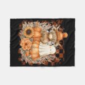 Schattigee Herfst Koe Ghost Spooky Seizoen Herfst Fleece Deken (Voorkant (Horizontaal))