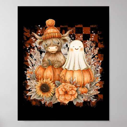 Schattigee Herfst Koe Ghost Spooky Seizoen Herfst Poster (Voorkant)