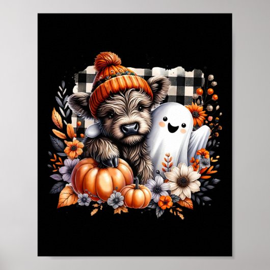 Schattigee Herfst Koe Ghost Spooky Seizoen Herfst Poster (Voorkant)