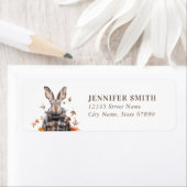 Schattigee Herfst Konijn Retour Adreslabels Etiket (Insitu)