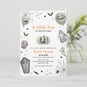 Schattigee Herfst Little Boo Ghost Halloween Baby  Kaart (Staand voorkant)