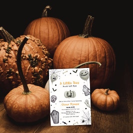 Schattigee Herfst Little Boo Ghost Halloween Baby  Kaart