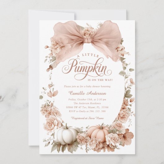 Schattigee Herfst Little Pumpkin Baby shower Uitno Kaart (Voorkant)