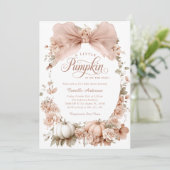 Schattigee Herfst Little Pumpkin Baby shower Uitno Kaart (Staand voorkant)