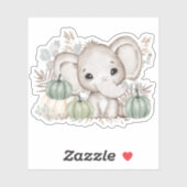 Schattigee Herfst Olifant Pompoenen Vinyl Kiss Cut Sticker (Vel)