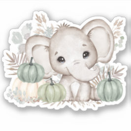 Schattigee Herfst Olifant Pompoenen Vinyl Kiss Cut Sticker