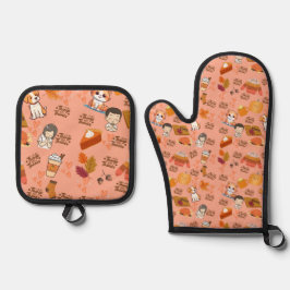 Schattigee Herfst Oven Mitt en Pot Houders Ovenwant & Pannenlap Set