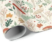 Schattigee Herfst Paddenstoelen en bladeren Illust Cadeaupapier (Rol Hoek)