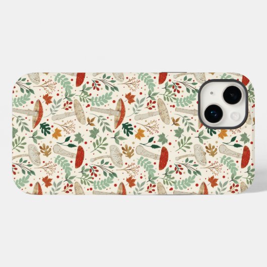 Schattigee Herfst Paddenstoelen en bladeren Illust Case-Mate iPhone Case (Achterkant (horizontaal))