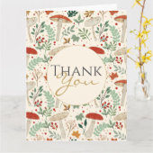 Schattigee Herfst Paddenstoelen en bladeren Illust Kaart (Gele Bloem)