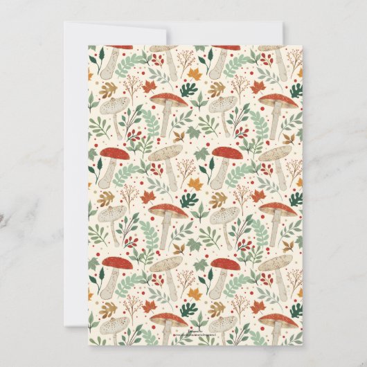 Schattigee Herfst Paddenstoelen en bladeren Illust Kaart (Achterkant)