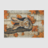 Schattigee Herfst Peeking Rabbit Ephemera BK6 Deco Tissuepapier (Voorkant)