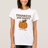 Schattigee Herfst Pompoen Doodle "Dankbaar & Geluk T-shirt (Voorkant)