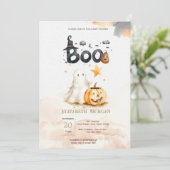 Schattigee Herfst Pompoen Ghost Bow Boo Baby showe Kaart (Staand voorkant)