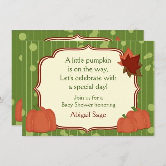 Schattigee herfst pompoen neutraal Baby shower uit Kaart (Voorkant / Achterkant)