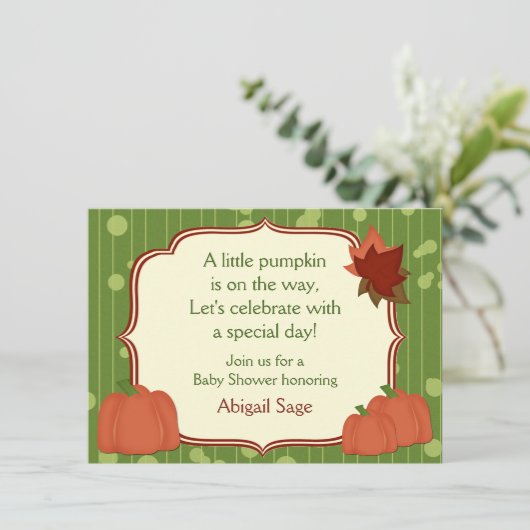 Schattigee herfst pompoen neutraal Baby shower uit Kaart (Staand voorkant)