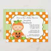Schattigee Herfst Pompoen Neutral Baby shower Invi Kaart (Voorkant / Achterkant)
