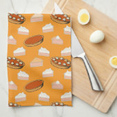 Schattigee Herfst Pompoen Pies Patroon Happy Thank Theedoek (Quarter Fold)