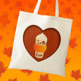 Schattigee Herfst Pompoen Spice Latte Love Wit Tote Bag