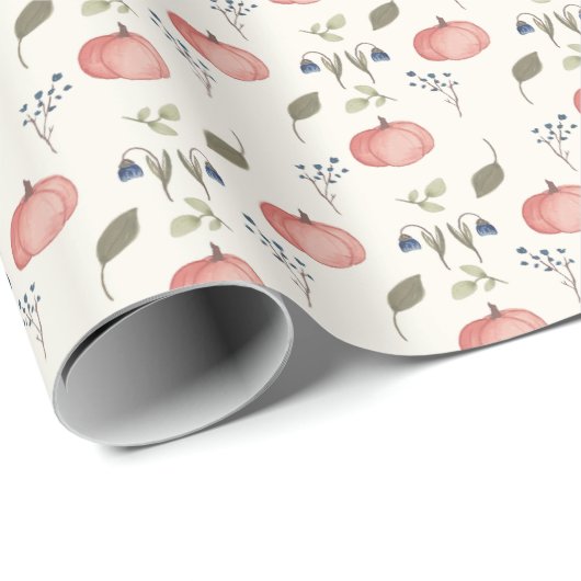 Schattigee Herfst Pompoen Waterverf Herfst met Bla Cadeaupapier (Rol Hoek)