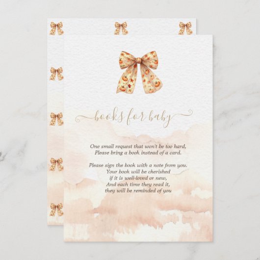 Schattigee Herfst Pompoenen Bow Baby shower Informatiekaartje (Voorkant / Achterkant)