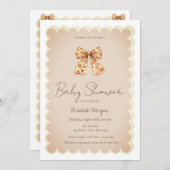 Schattigee Herfst Pompoenen Bow Baby shower Kaart (Voorkant / Achterkant)