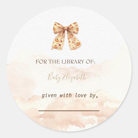 Schattigee Herfst Pompoenen Bow Baby shower Ronde Sticker (Voorkant)