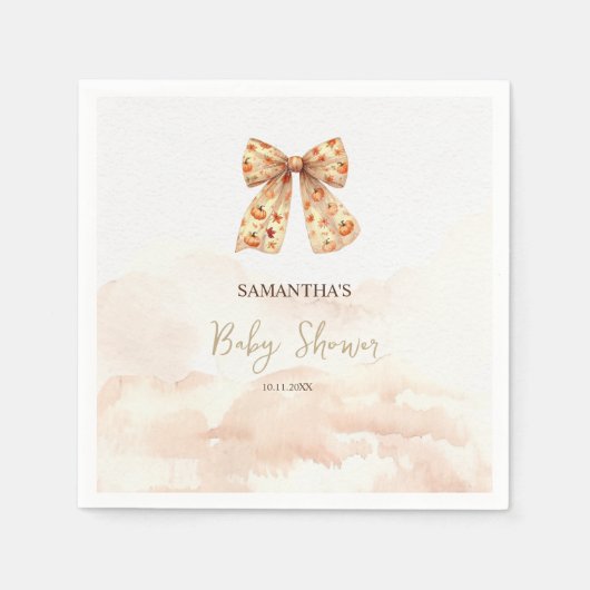 Schattigee Herfst Pompoenen Bow Baby shower Servet (Voorkant)