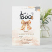 Schattigee Herfst Pompoenen Bow Boo Baby shower Kaart (Staand voorkant)