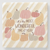 Schattigee Herfst pompoenen citeert Bohemian Stenen Onderzetter (Voorkant)