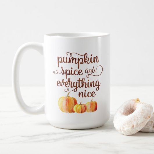 Schattigee Herfst Quote Pumpkin Spice en alles moo Koffiemok (Met donut)