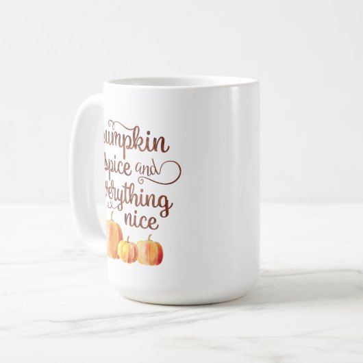 Schattigee Herfst Quote Pumpkin Spice en alles moo Koffiemok (Voorkant links)
