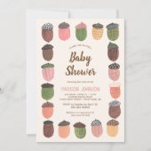 Schattigee Herfst Roze Acorns meisje Baby shower Kaart (Voorkant)