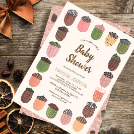 Schattigee Herfst Roze Acorns meisje Baby shower Kaart