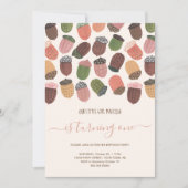 Schattigee Herfst Roze Acorns meisje Eerste Verjaa Kaart (Voorkant)