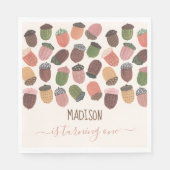 Schattigee Herfst Roze Acorns meisje Eerste Verjaa Servet (Voorkant)