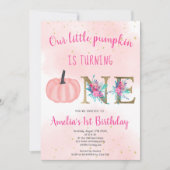 Schattigee herfst Roze gouden kleine pompoen 1e ve Kaart (Voorkant)