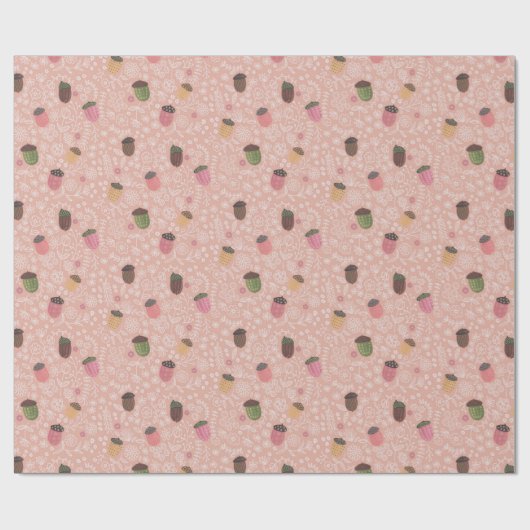 Schattigee Herfst roze herfsteikel Cadeaupapier (Vlak)