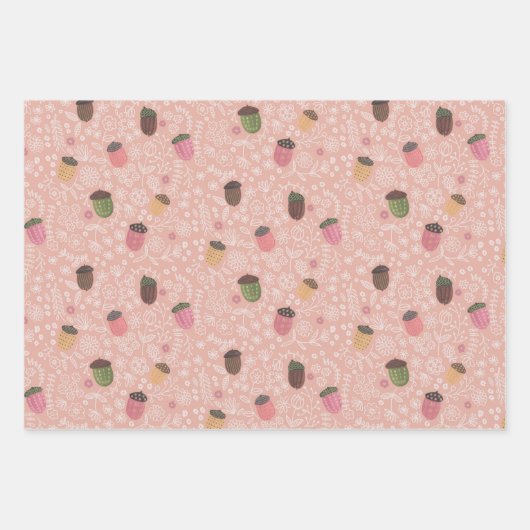 Schattigee Herfst roze herfsteikel Inpakpapier Vel (Voorkant)