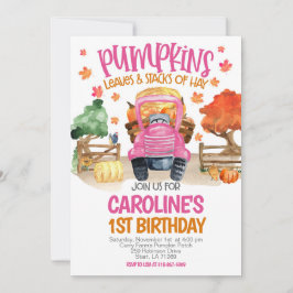 Schattigee Herfst Roze Pompoen Meisjes Verjaardag Kaart