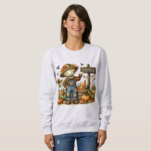 Schattigee Herfst Scarecrow Dames Sweatshirt (Voorkant volledig)