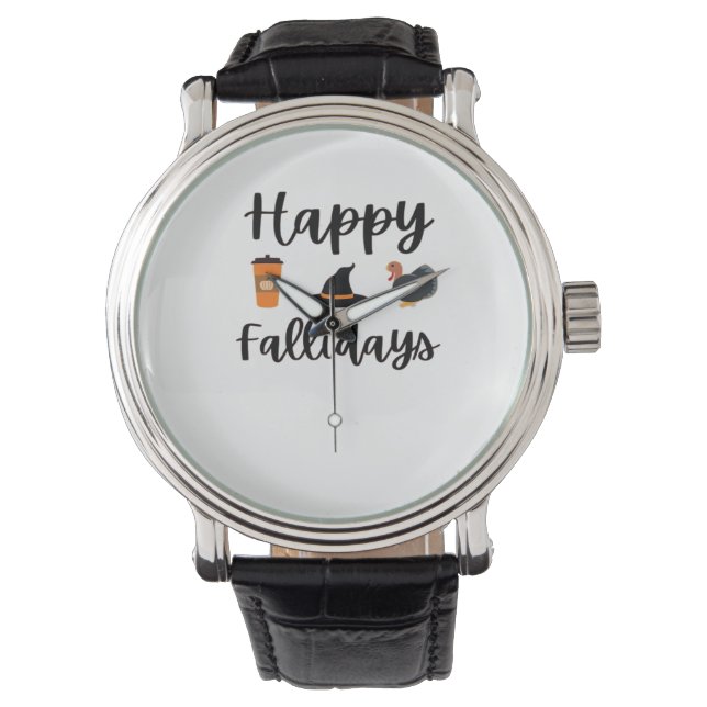 Schattigee Herfst seizoen Happy Falholidays Thanks Horloge (Voorkant)